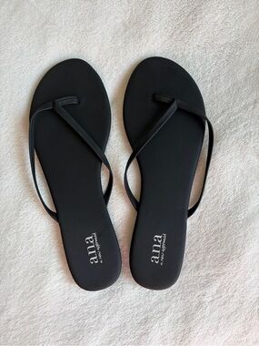 a.n.a Black Slim Thong Sandals